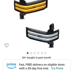 HERCOO Side Mirror Marker Light Turn Signals Lights LED Sequential Switchback White & Dynamic Amber Lamp Smoke Lens Assembly Compatible with Chevy Sil