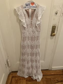 White - brown long dress