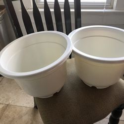 2 Large White Planters - New