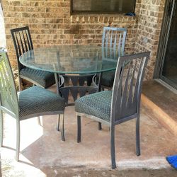 Dining Room Table Set, Glass Top, No Cracks, 