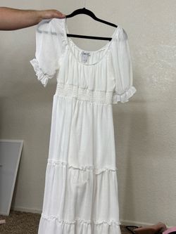 White Cottagecore Smocked Midi Dress