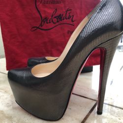 Christian Louboutin Daffodil lizard Pumps - Glaze Chocolate Brown 