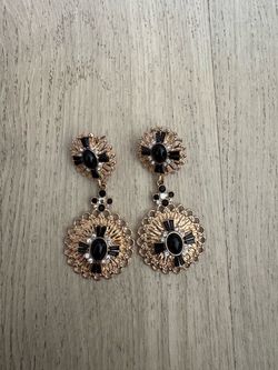Black and Gold Statement Drop Earrings