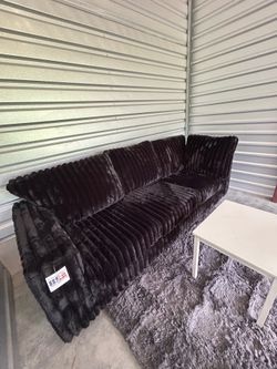 New Black Fluffy Couch (Delivery Available)