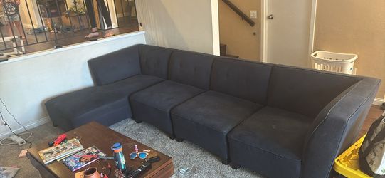 Navy Blue Sectional Couch with Chaise
