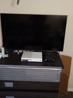 Xbox One S Console with Controllers and TV