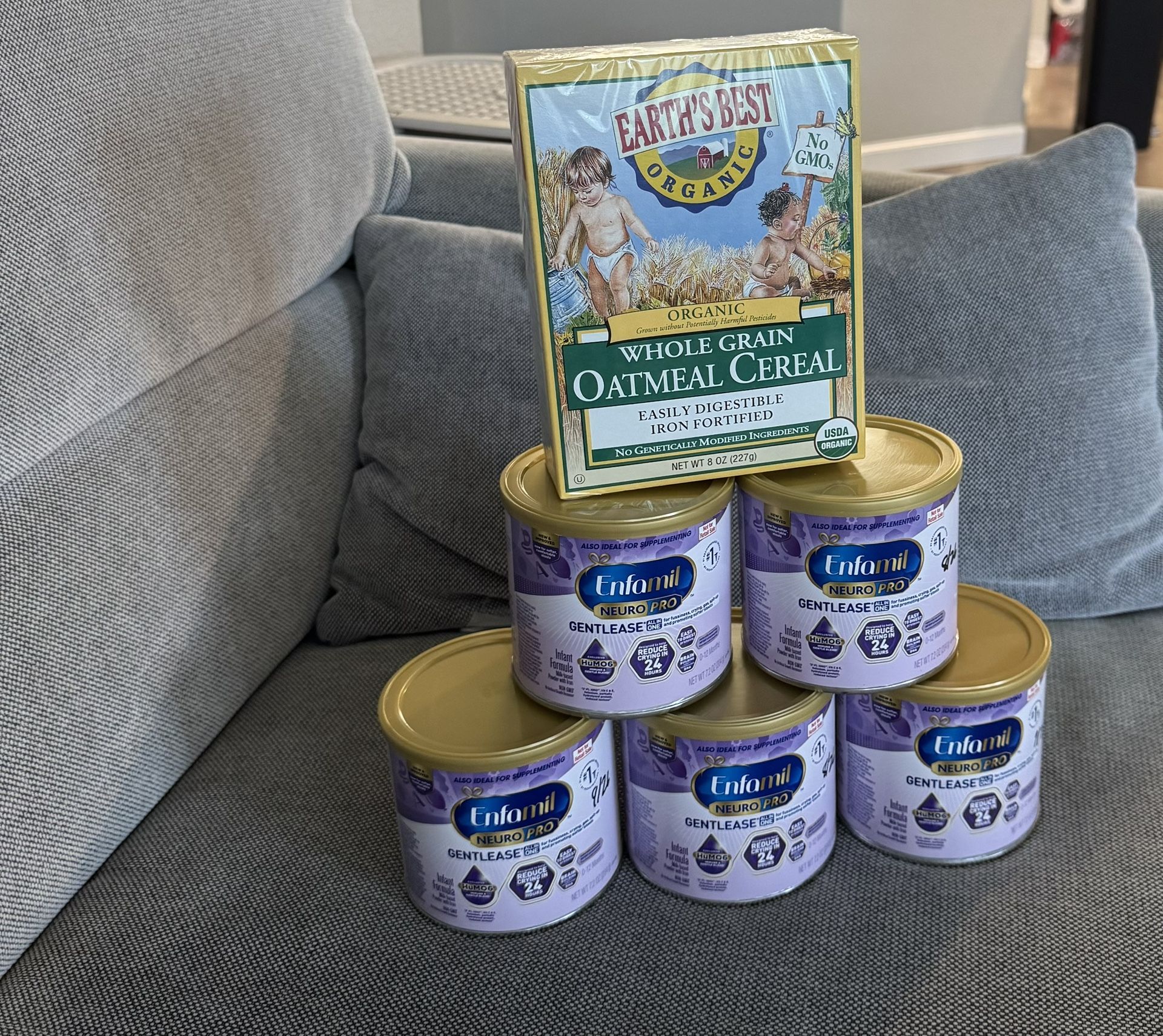 Enfamil Gentle Ease And Earths Best Organic Whole Grain Oatmeal Cereal