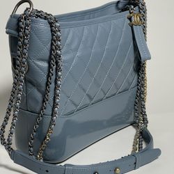 Chanel Gabrielle Hobo Bag Small Dark Blue in Goatskin with Silver