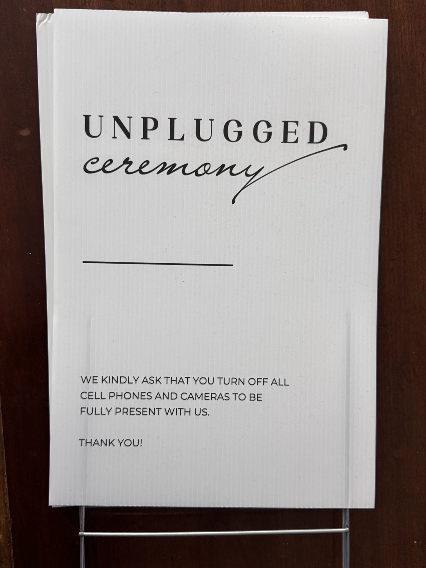 2x Unplugged Ceremony Wedding Signs