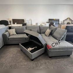 3 Pc Fabric Sectional Sofa With Ottoman // Different Models Available