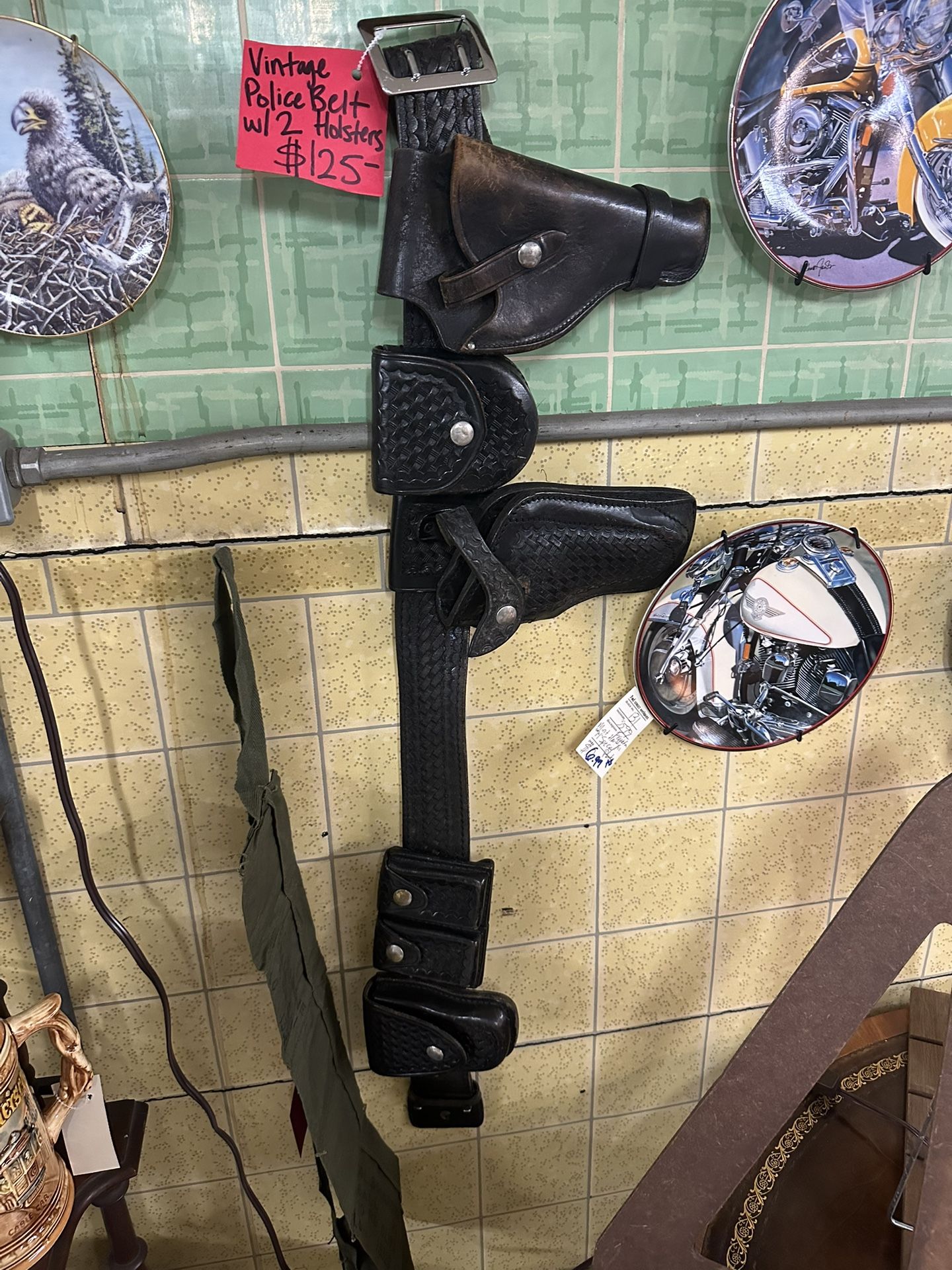 Vintage Police Belt With 2 Holsters