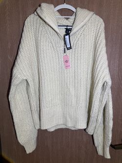 PrettyLittleThing Chunky Knitted Zip-Up Oversized Jumper (Large)