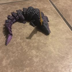 3-D Printed Crocodile With Golden Horn