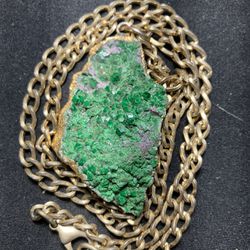 Green Uvarovite Garnet Pendant And Chain 