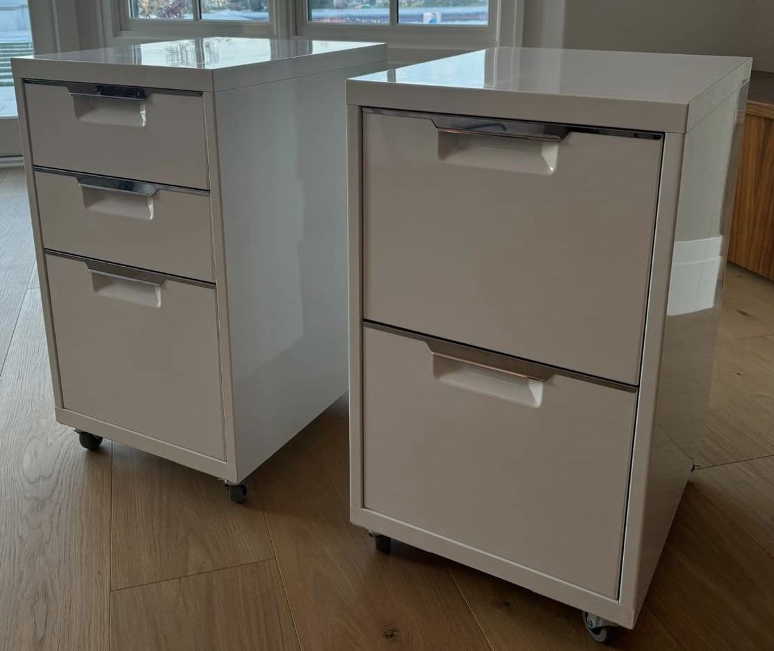 CB2 Rolling Metal File Cabinets