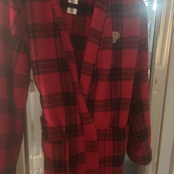 VS PINK red and black checkered collegiate robe size XS/S L new