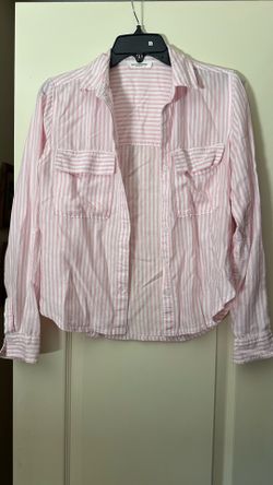 Beachlunchlounge Striped Pink Button-Up Shirt