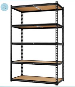 5-Tier Black Metal Storage Shelving Unit