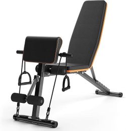 Adjustable Weight Bench with Resistance Bands