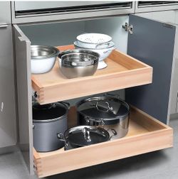 New 20”W x 21”D x 3”H Soft Close Slide Out Wood Drawer Organizer for Kitchen Cabinet 