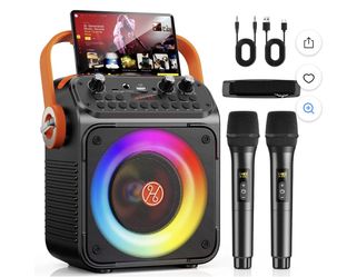 Karaoke Machine for Adults, Portable Bluetooth Karaoke with 2 Microphones