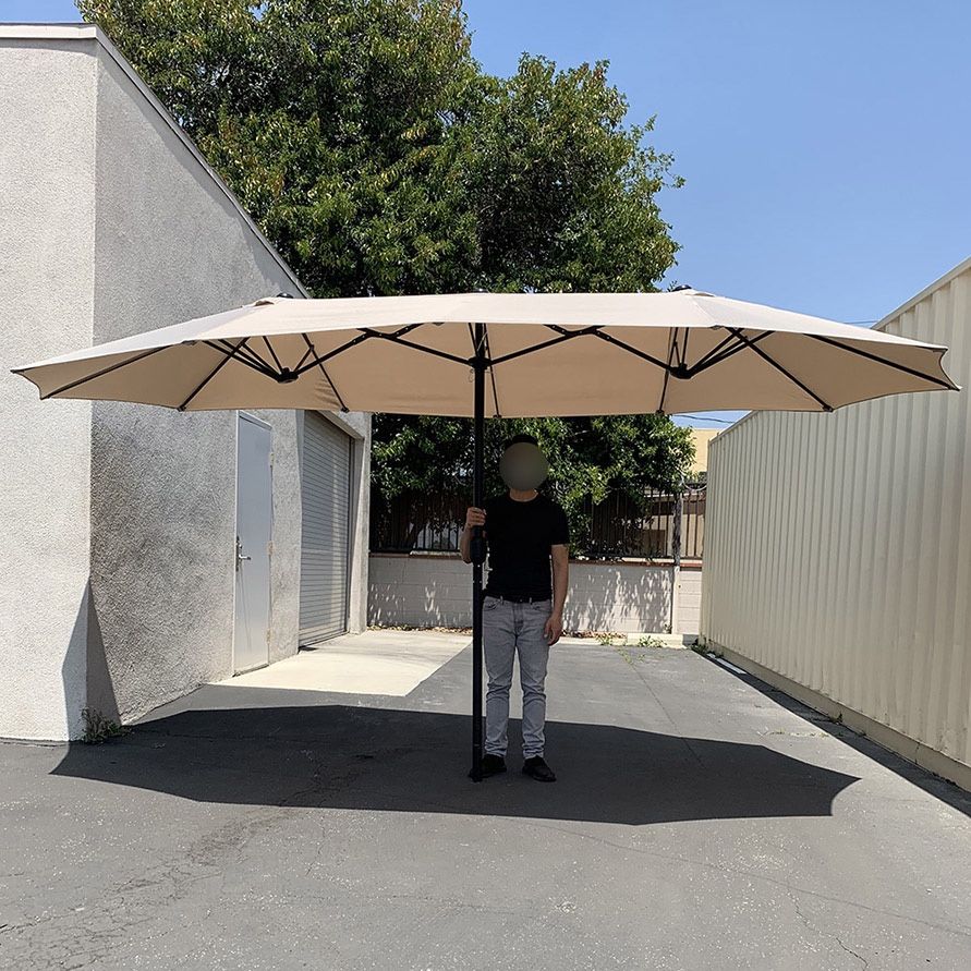 (Brand New) $95 Large 15FT Double Sided Outdoor Patio Umbrella, Crank Open/Close (Weight base not included)