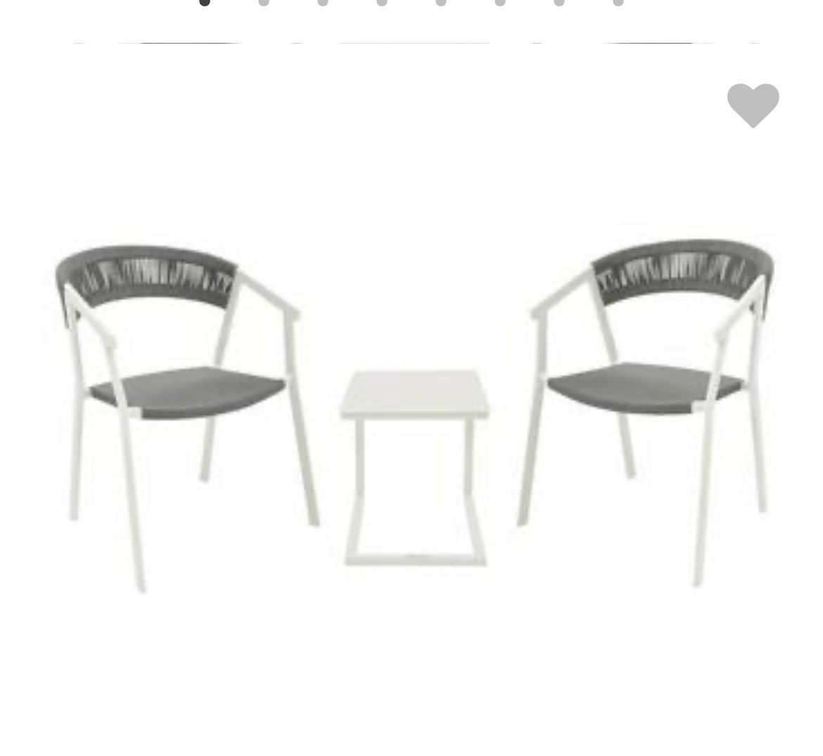 3 Piece Patio Set With 2 Chairs And Side Table