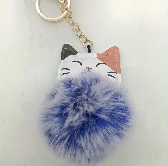 Kitty Pom Pom Plush Keychain