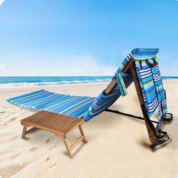 Melino Beach Lounger w/Tray Table Fully Padded Deluxe Lounger  "Stripes"