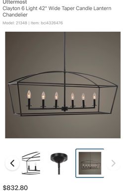 Uttermost Clayton 6 Light 42" Wide Taper Candle Lantern Chandelier Model: 21348 | Item: bci(contact info removed)