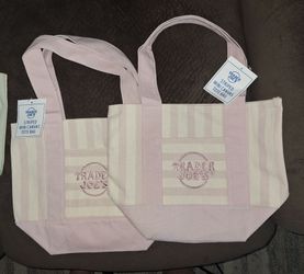 PINK NWT TRADER JOES MINI CANVAS TOTE BAG