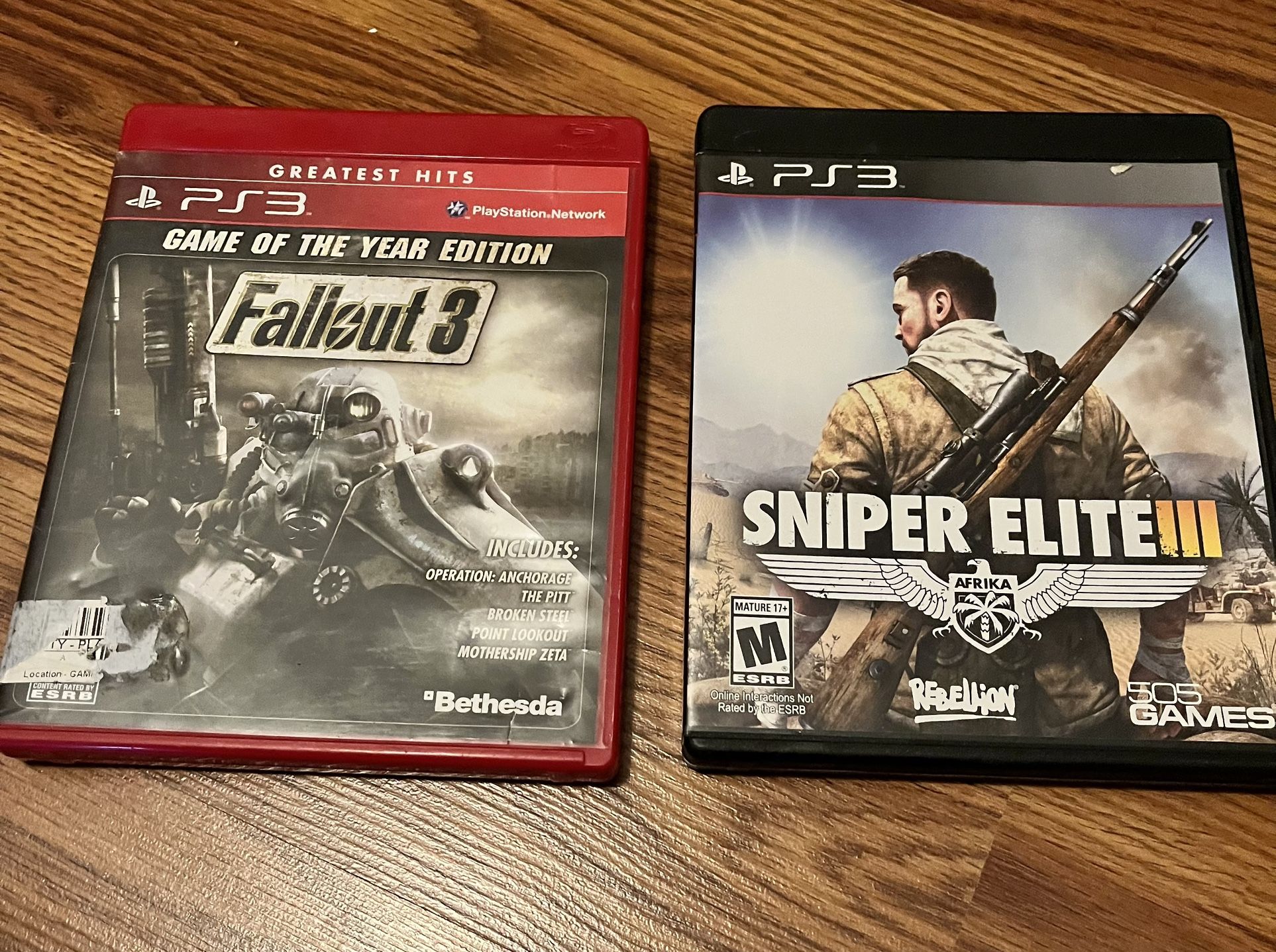 PS3 Games: Sniper Elite lll & Fallout 3