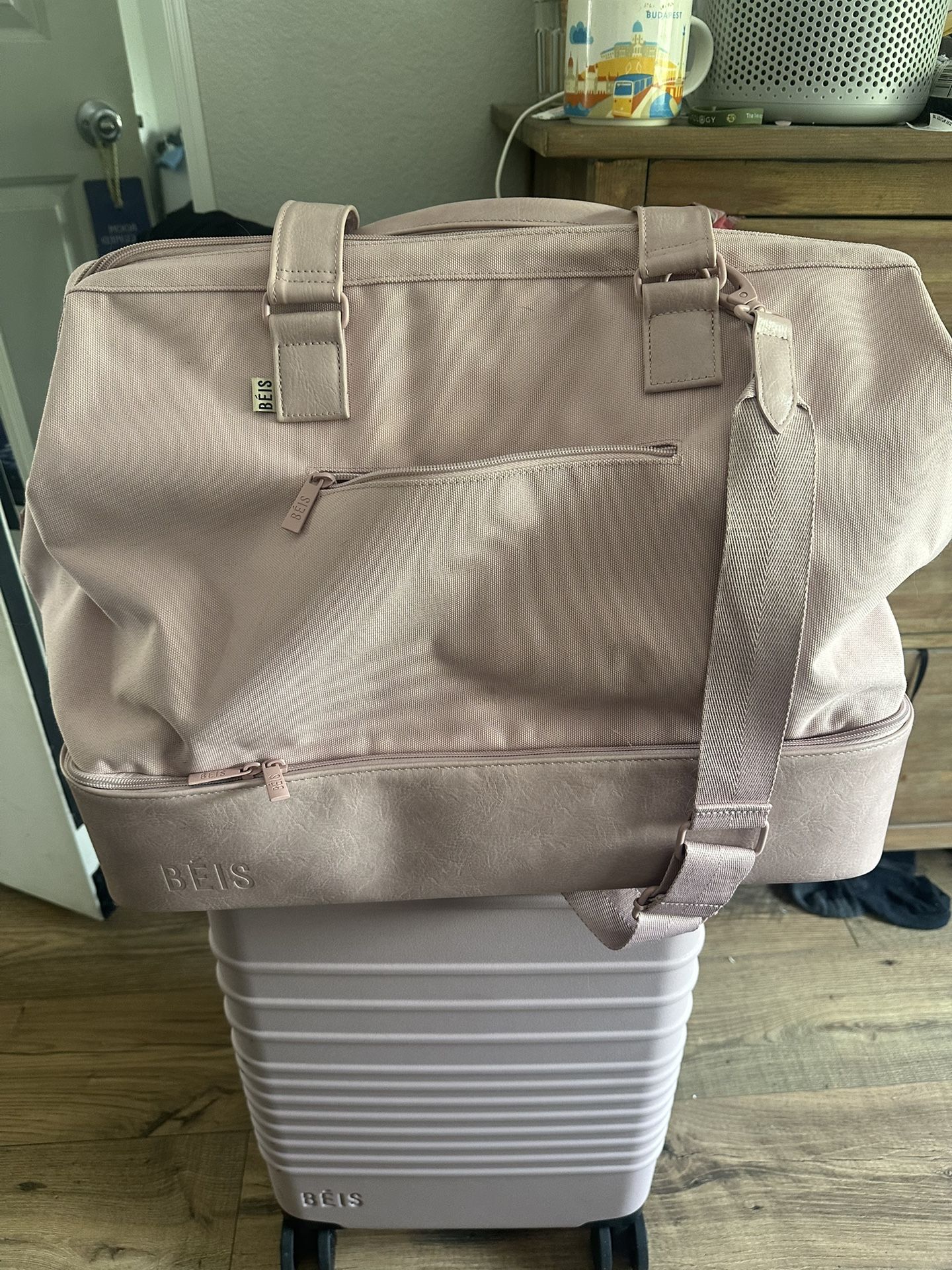 Beis Atlas Pink Carry-on set (Suitcase & Bag)