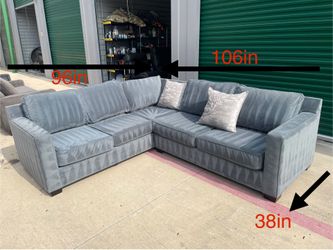 Blue 2pc Velvet Suede Sectional W/Pillows (DELIVERY AVAILABLE)