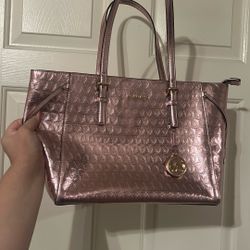Michael Kors Pink Metallic Tote Bag 
