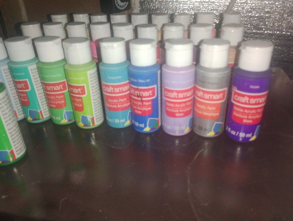 29 New Unopened Craft Smart Acrylic Paint Variety Of Colors