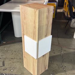 New Assembled Medicine 38H Single Door Cabinet, 3 Shelves, Light Oak/White