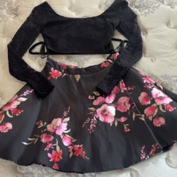 Two Piece Black and Floral Dress