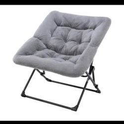 Gray Faux Fur Folding Chair - super comfortable & EXTRA large