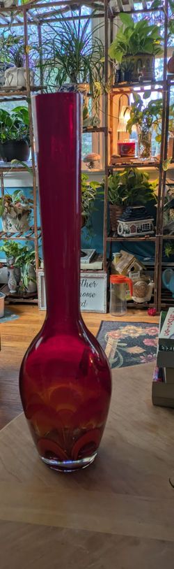 Waterford Crystal Evolution Red & Amber 24" Stem Vase