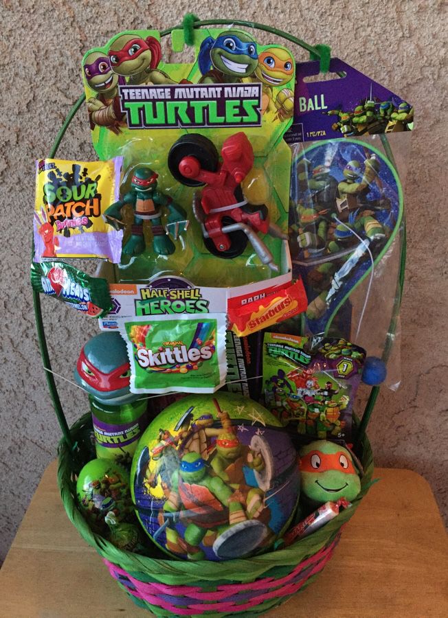 Ninja Turtles Gift Basket Www.conniescreations.storenvy.com  Themed gift  baskets, Creative diy gifts, Cool toys for boys