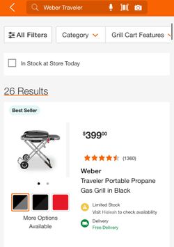 Weber Traveler Portable Propane Gas Grill in Black/Gray (contact info removed)