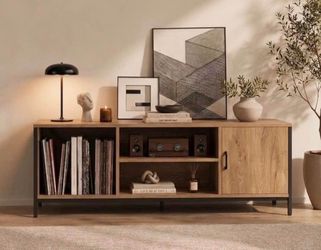 Modern 65” Farmhouse TV Stand & Entertainment Center with Storage – Black