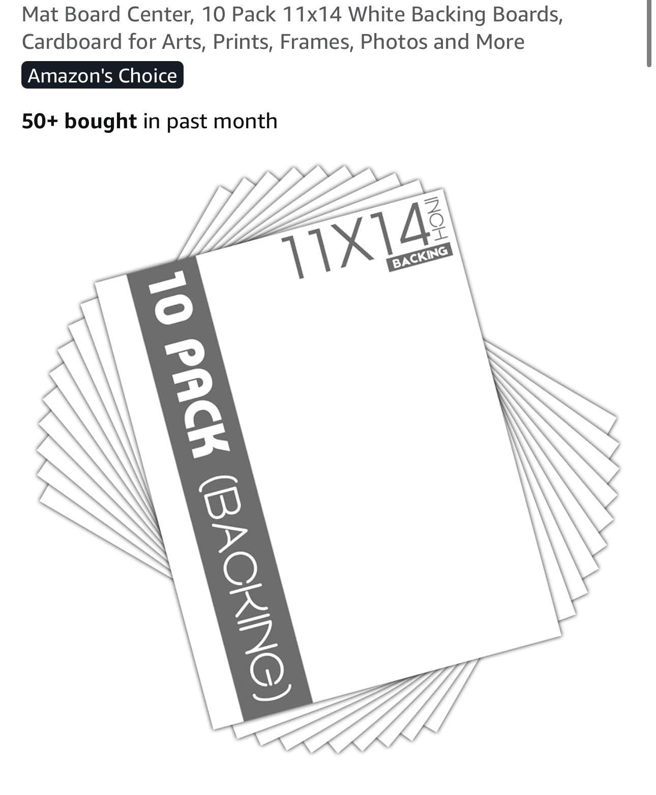 Mat Board Center, 10 Pack 11x14 White Backing