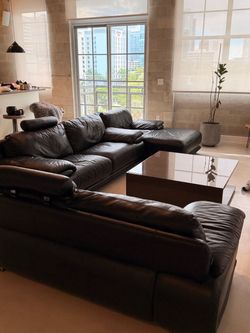 Black Leather Sectional Couch