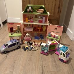 Vintage Fisher-Price Loving Family Grand Dollhouse Bundle