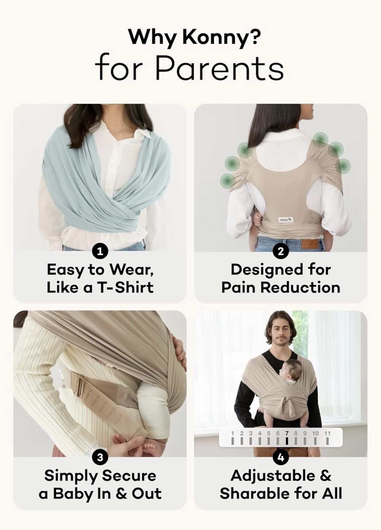 Konny Baby Carrier Flex AirMesh Premium Material Summer Adjustable Easy to Wear and Wrap Baby Sling