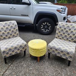 Accent Chairs And Ottoman Set