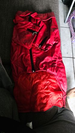 Red Cool Dog Leather Jacket, Warm Coats Dogs Windproof Cold Weather Coats for Large Medium