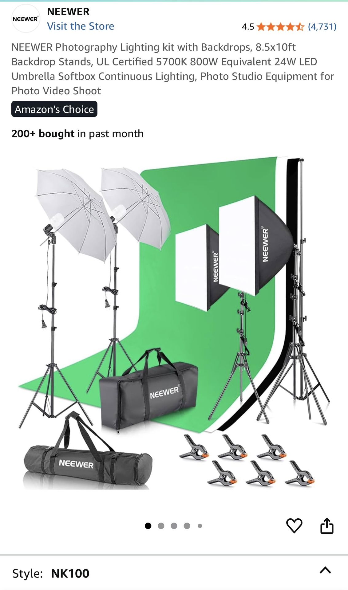 Photography Lighting Kit With Backdrops